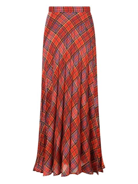 Saint Laurent pleated plaid-pattern skirt - Red - zdjęcie produktu nr 1