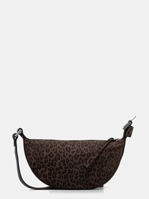 AllSaints torebka zamszowa HALFMOON kolor brązowy W355XD - zdjęcie produktu nr 1