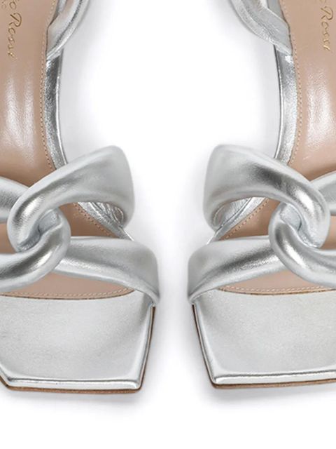 Gianvito Rossi 100mm metallic leather sandals - Silver - zdjęcie produktu nr 2