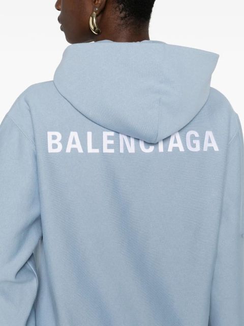 Balenciaga zip cotton hoodie - Blue