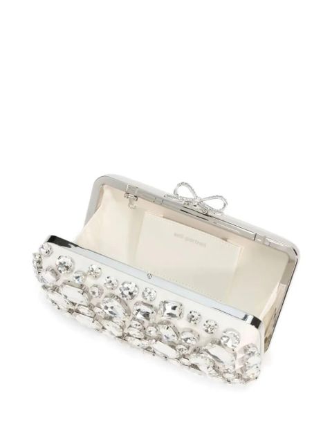 Self-Portrait bow-embellished clutch bag - Neutrals