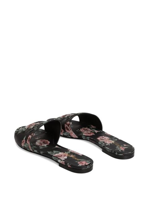 Dolce & Gabbana logo floral print slides - Black