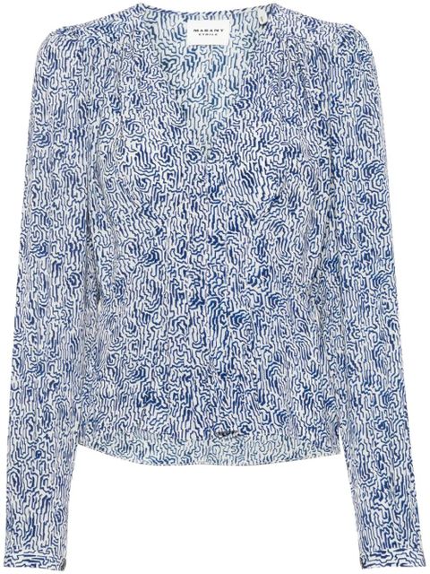 MARANT ÉTOILE Eddy abstract-print blouse - Blue - zdjęcie produktu nr 1