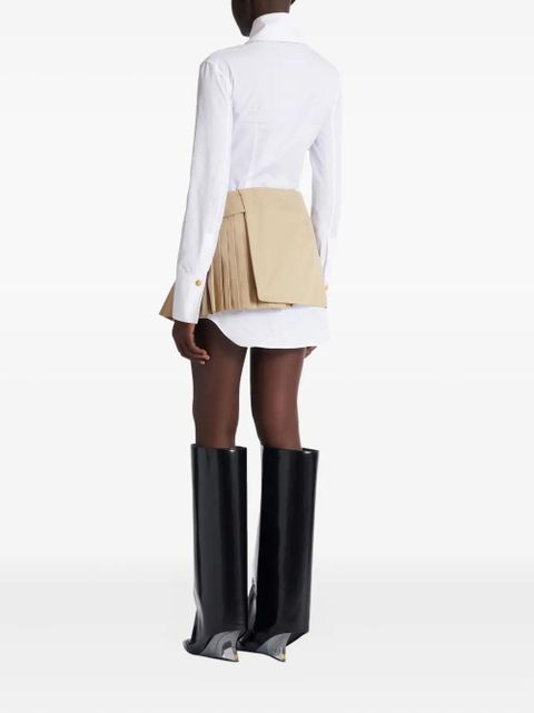 Balmain belt pleated mini skirt - Neutrals