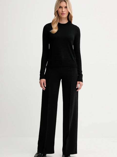 Calvin Klein sweter z dodatkiem wełny damski kolor czarny lekki LV044D370G