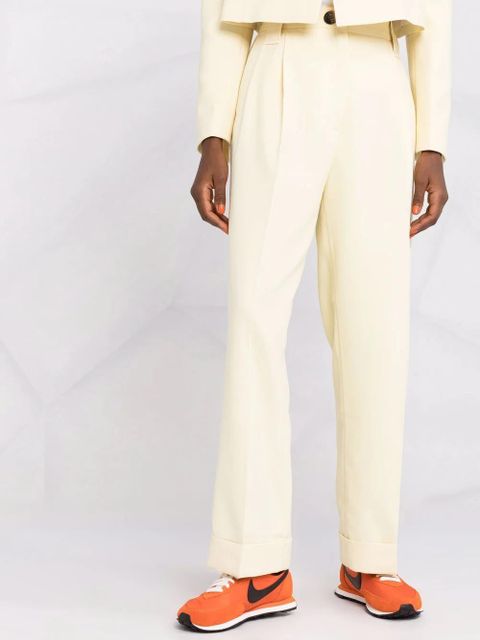 GANNI high-rise tailored trousers - Yellow