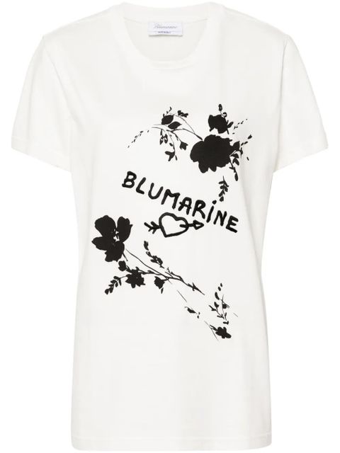 Blumarine logo-embroidered cotton T-shirt - White - zdjęcie produktu nr 1
