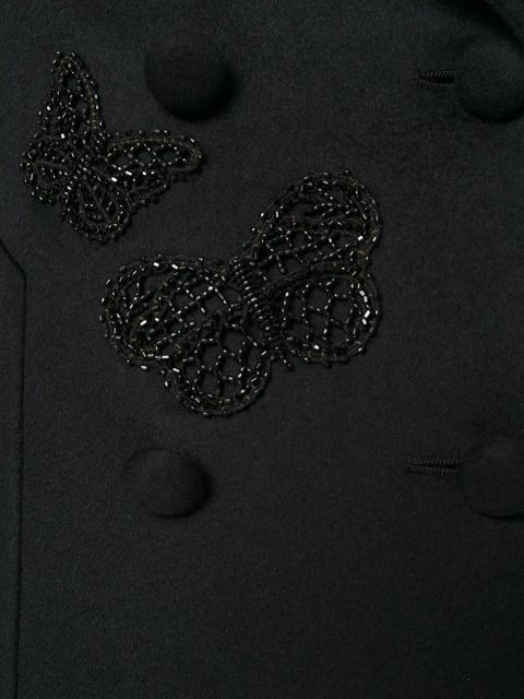 Valentino Garavani butterfly-embroidered coat - Black