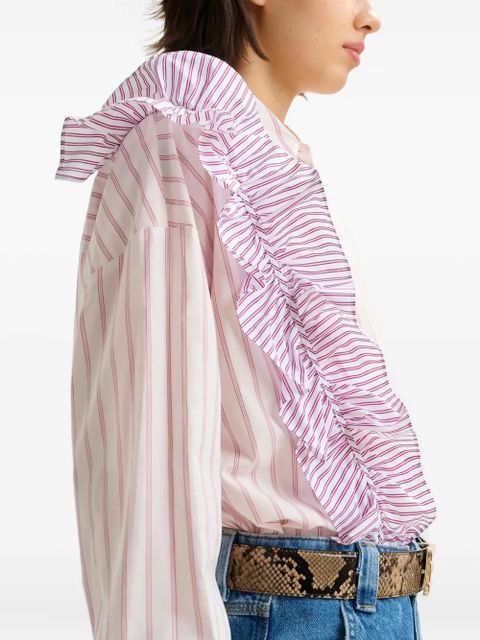 Essentiel Antwerp Ibody ruffle-detail striped shirt - Red