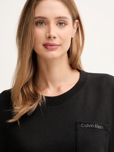 Calvin Klein Underwear bluza bawełniana damska kolor czarny gładka LV00QS7516