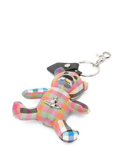 Vivienne Westwood checked teddy-bear keyring - Pink