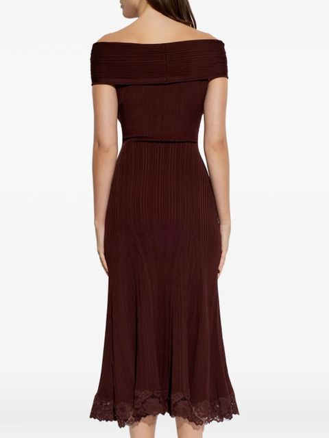 Self-Portrait off-shoulder lace-detail midi dress - Red