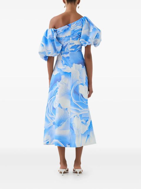 Aje Cadence ruched one-shoulder midi dress - Blue