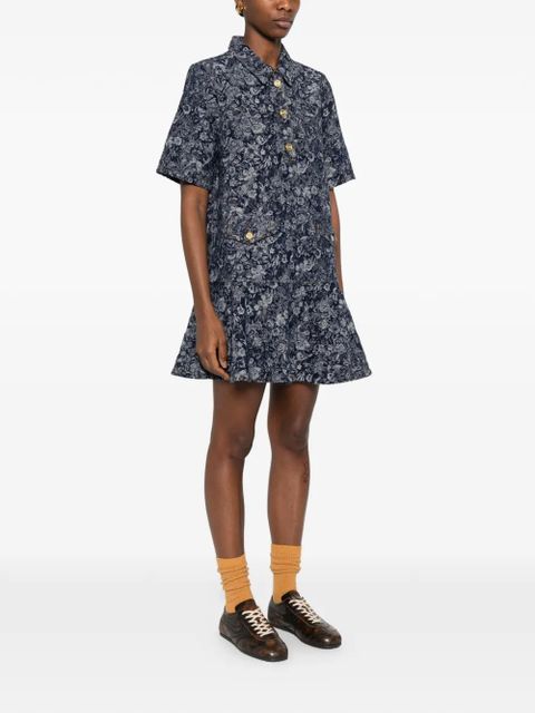 GANNI buttoned floral dress - Blue