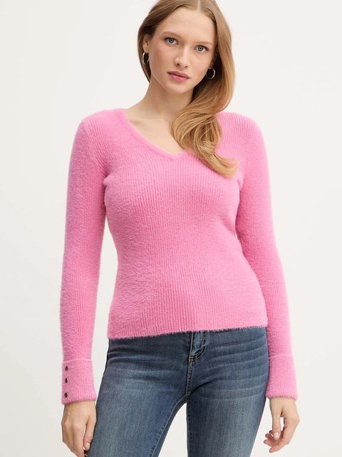 Morgan sweter MOOVE damski kolor różowy lekki MOOVE