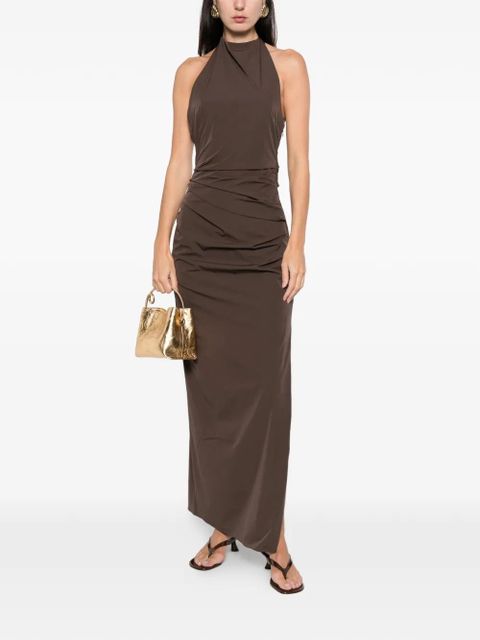 SIR. halterneck ruched dress - Brown - zdjęcie produktu nr 2