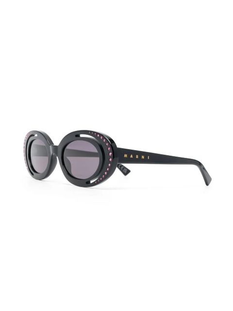 Marni Eyewear crystal-embellishment oval-frame sunglasses - Black - zdjęcie produktu nr 2