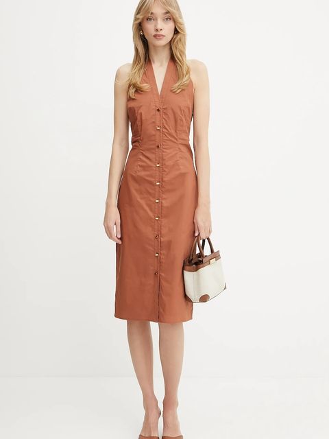 Marciano by Guess sukienka bawełniana PAT kolor brązowy mini prosta 5GGK43 7315A - zdjęcie produktu nr 1