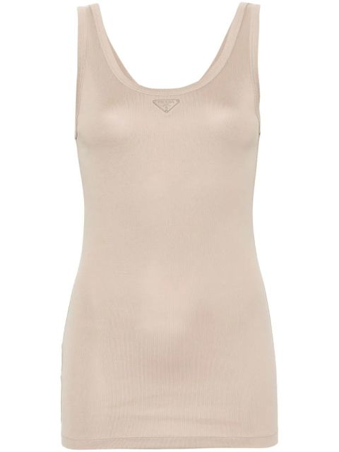 Prada triangle-logo ribbed tank top - Neutrals - zdjęcie produktu nr 1
