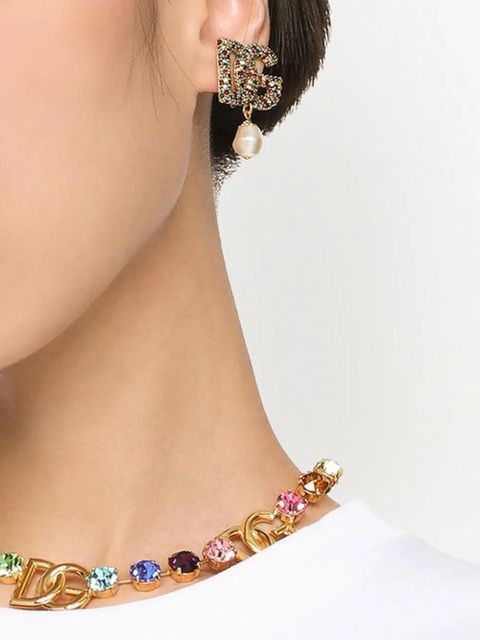 Dolce & Gabbana DG-logo rhinestone-embellished earrings - Gold - zdjęcie produktu nr 2