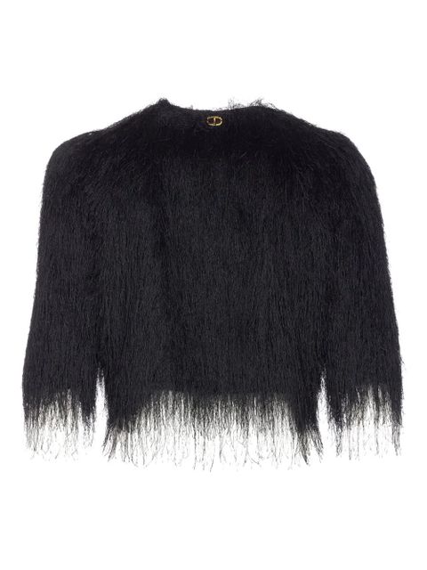 TWINSET fringed crew-neck jacket - Black - zdjęcie produktu nr 2