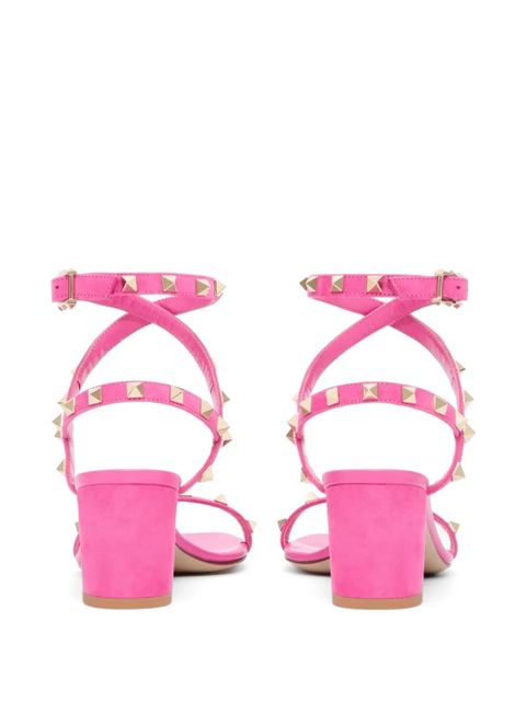 Valentino Garavani Rockstud suede sandals with straps 60mm - Pink