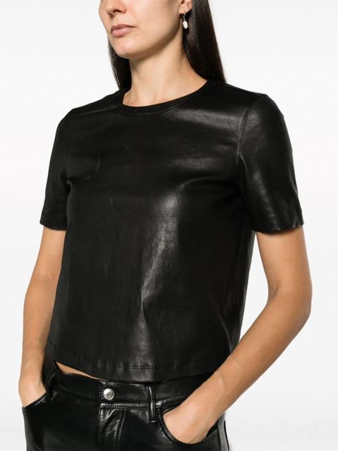 Zadig&Voltaire Tas crew-neck leather T-shirt - Black