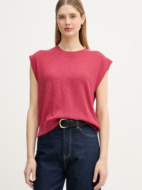 United Colors of Benetton top damski z lnu - zdjęcie produktu nr 2