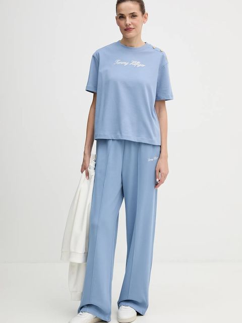 Tommy Hilfiger t-shirt bawełniany damski kolor niebieski WW0WW47819 - zdjęcie produktu nr 2