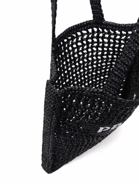 Prada interwoven-design logo-print shoulder bag - Black