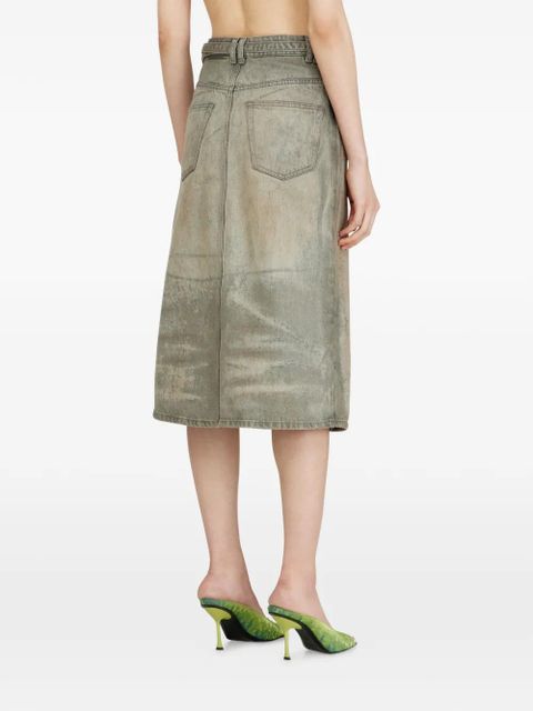 Diesel De-Morika-Fsi wrapover-belt A-line midi skirt - Grey