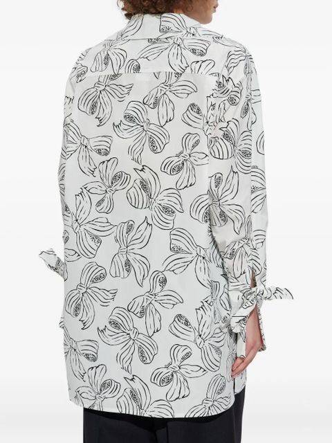 Max Mara bow-print tied-cuff shirt - White