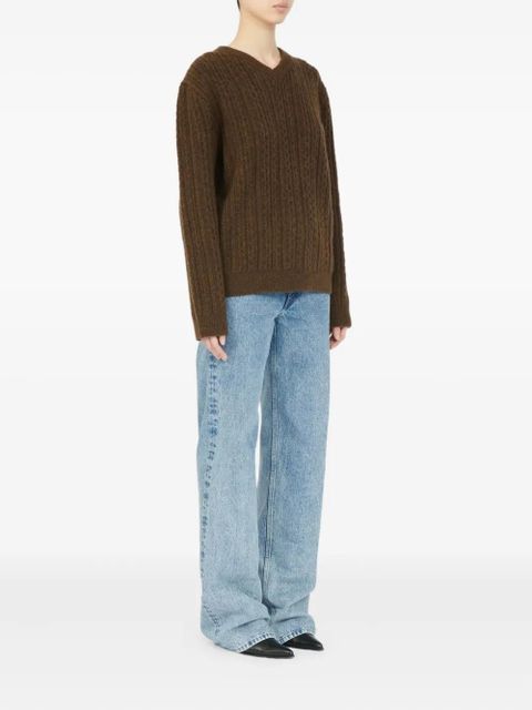 MM6 Maison Margiela v-neck ribbed sweater - Brown