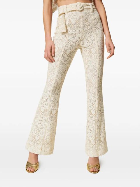 TWINSET laced flared trousers - Neutrals