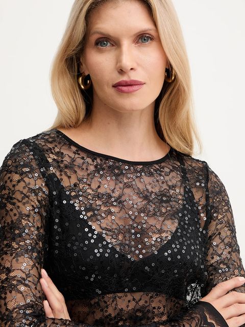 Patrizia Pepe bluzka damska kolor czarny wzorzysta 2M4514 J341