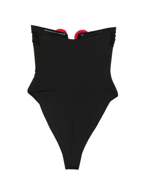 La Reveche Alya floral-appliqué swimsuit - Black
