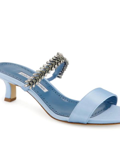 Manolo Blahnik 50mm Kifasan crystal-embellished satin sandals - Blue - zdjęcie produktu nr 2
