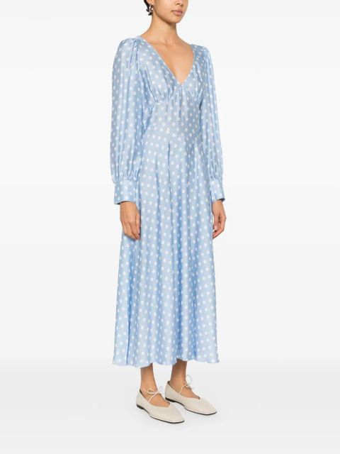 Posse Tillie polka-dot V-neck maxi dress - Blue