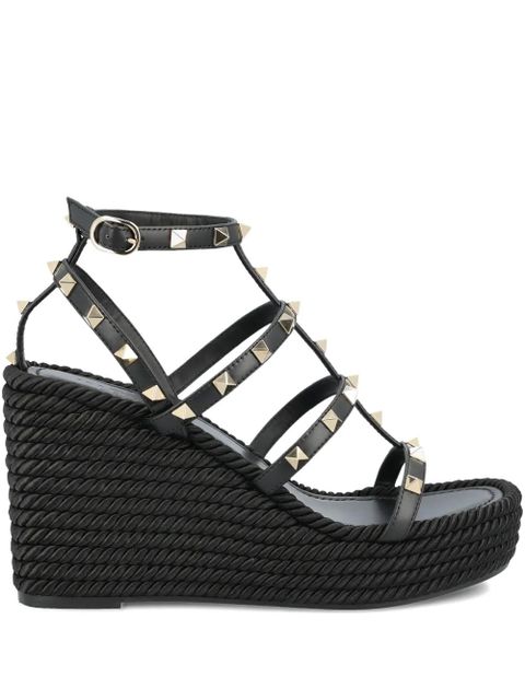 Valentino Garavani 95mm studded ankle-strap wedge sandals - Black - zdjęcie produktu nr 1