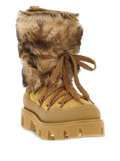 Moncler 45mm shearling lace-up ankle boots - Neutrals