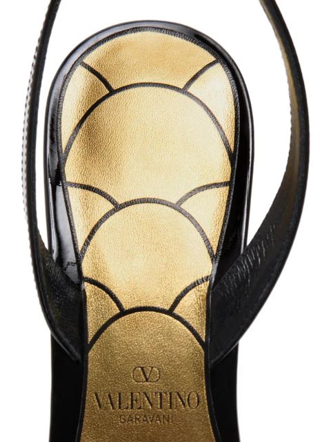 Valentino Garavani Ladycrush patent leather sandal with crystals 85mm - Black