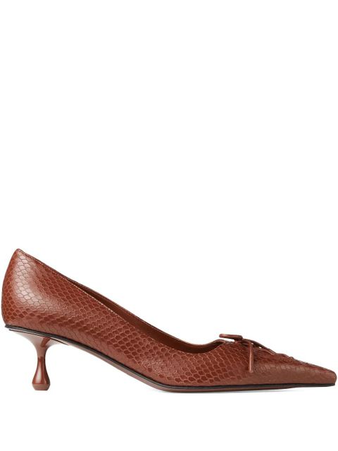 Jimmy Choo 50mm Scarlett lace-up snakeskin-effect pumps - Brown - zdjęcie produktu nr 1