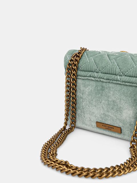 Kurt Geiger London torebka welurowa VELVET MINI KENSINGTON kolor zielony 5018373789 - zdjęcie produktu nr 2