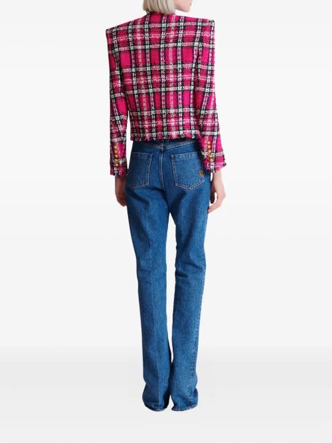 Balmain plaid button jacket - Pink