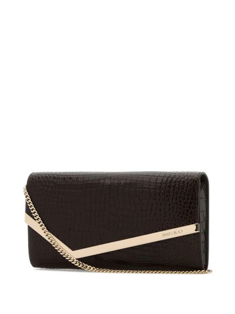Jimmy Choo Emmie crocodile-effect chain clutch bag - Brown - zdjęcie produktu nr 2