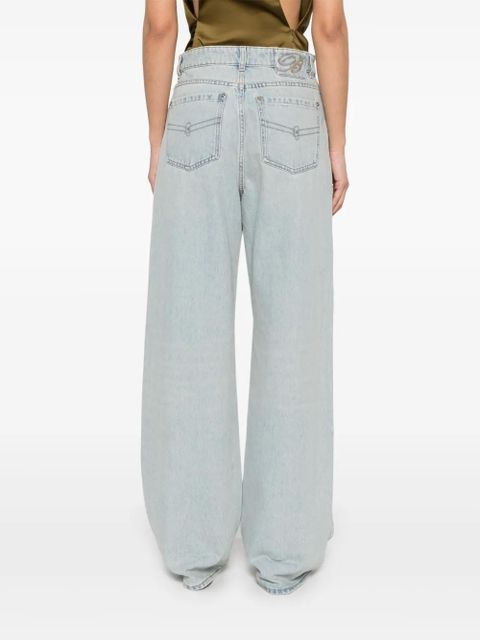 Blumarine logo-embroidered jeans - Blue