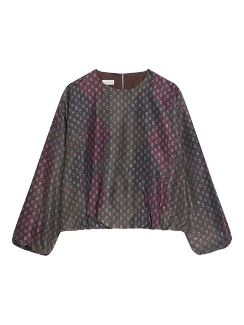 DRIES VAN NOTEN geometric-print blouse - Brown - zdjęcie produktu nr 1