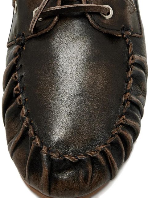 ALOHAS brushed brown lace-up loafers