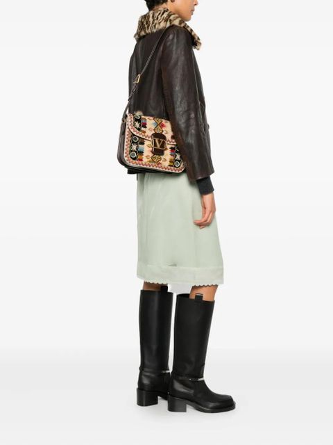 Valentino Garavani embroidered shoulder bag - Neutrals