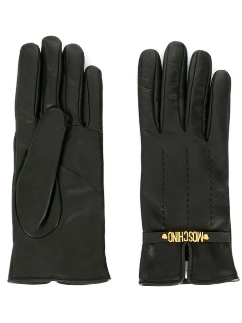 Moschino logo plaque gloves - Brown - zdjęcie produktu nr 1